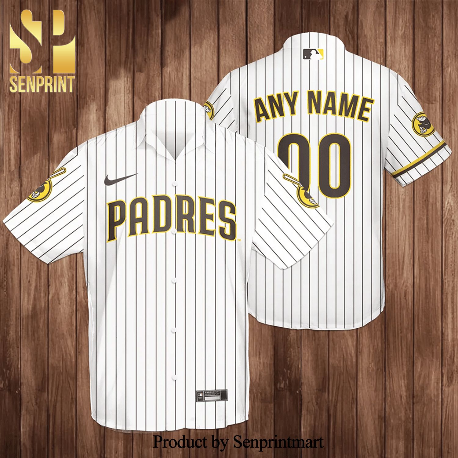 Personalized San Diego Padres Baseball Full Printing Hawaiian Shirt – White Vertical Stripes