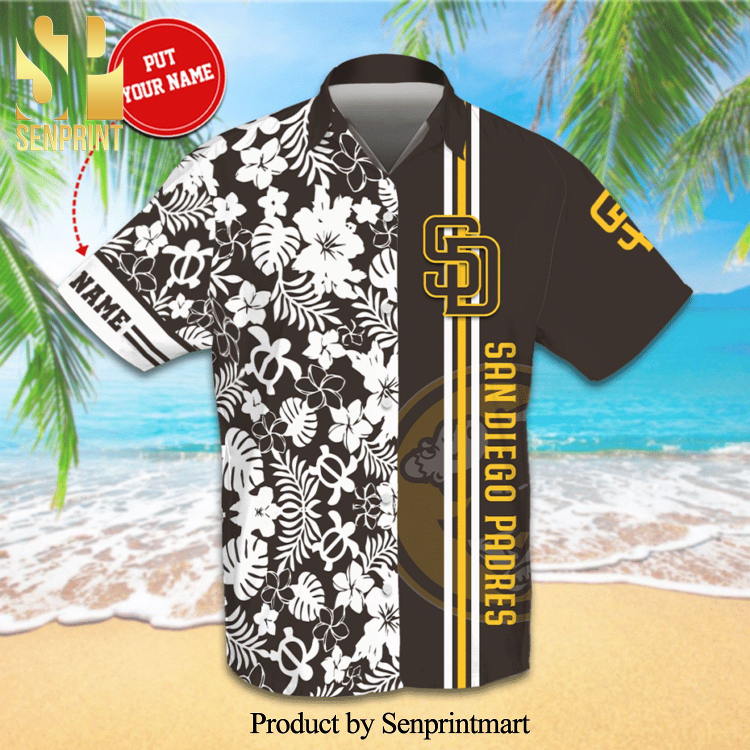 Personalized San Diego Padres Full Printing Flowery Aloha Summer Beach  Hawaiian Shirt - Brown - Senprintmart Store