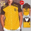 Personalized San Diego Padres Full Printing Short Sleeve Dress Shirt Hawaiian Summer Aloha Beach Shirt – Brown Yellow