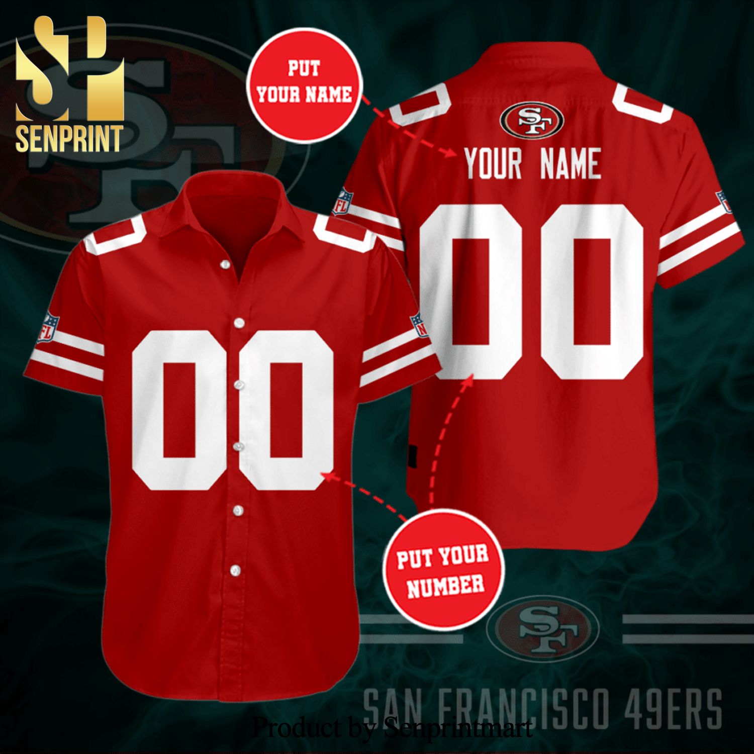 Personalized San Francisco 49Ers Football Full Printing Hawaiian Shirt – Red