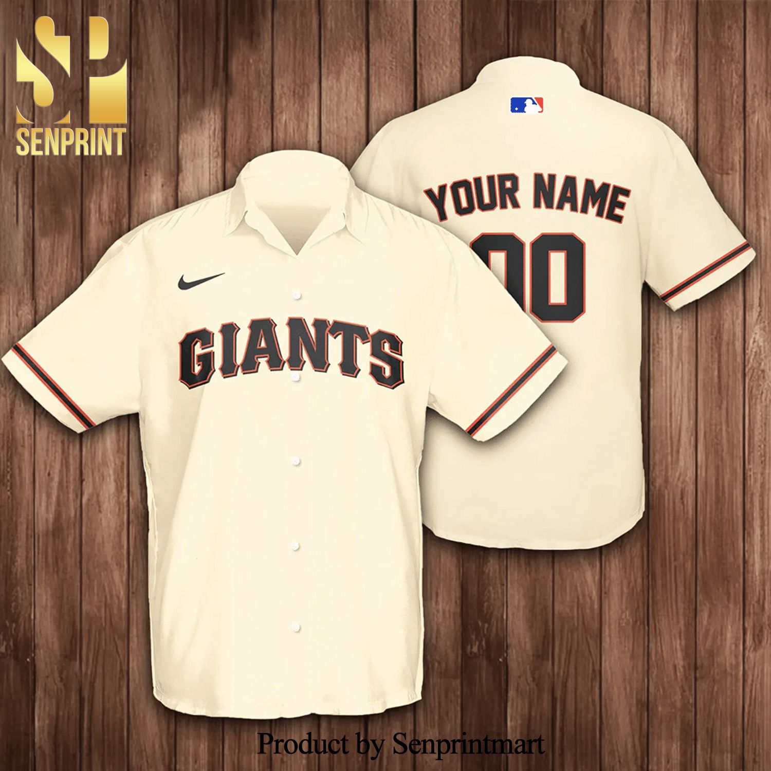 Personalized San Francisco Giants Baseball Full Printing 3D Hawaiian Shirt  - Black - Senprintmart Store