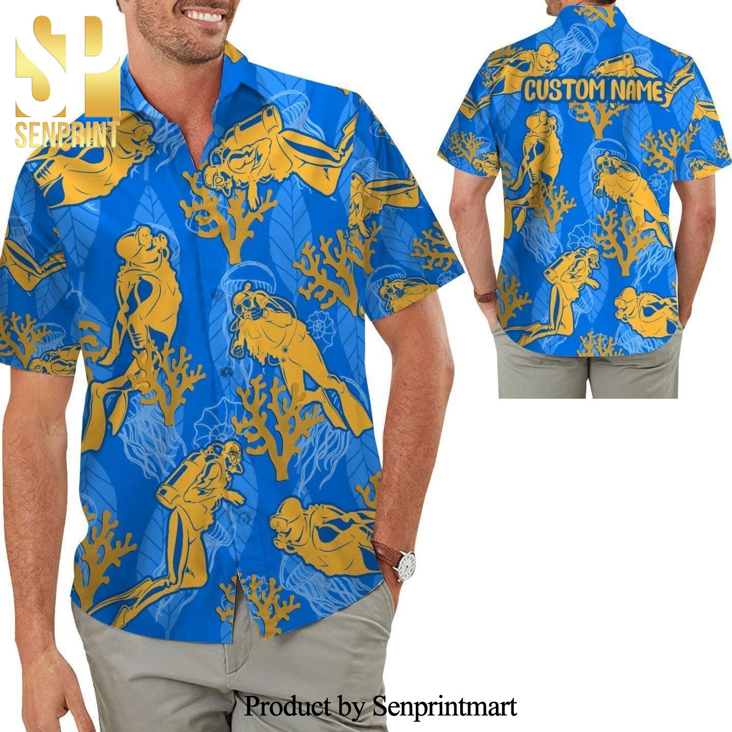 Personalized Scuba Diving Ocean Tropical Beach Coral Full Printing Hawaiian Shirt