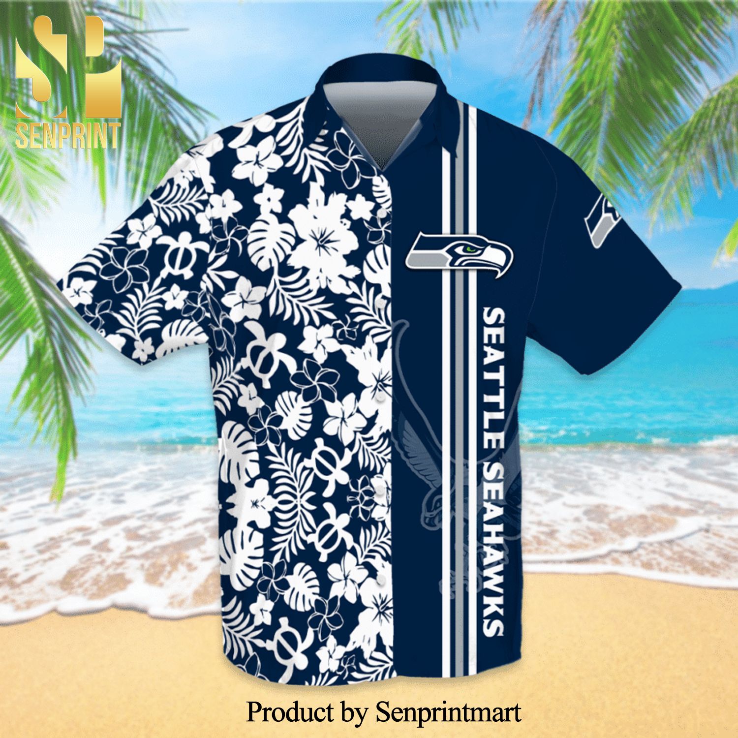 Personalized Seattle Seahawks Football Team Full Printing Hawaiian Shirt – Blue