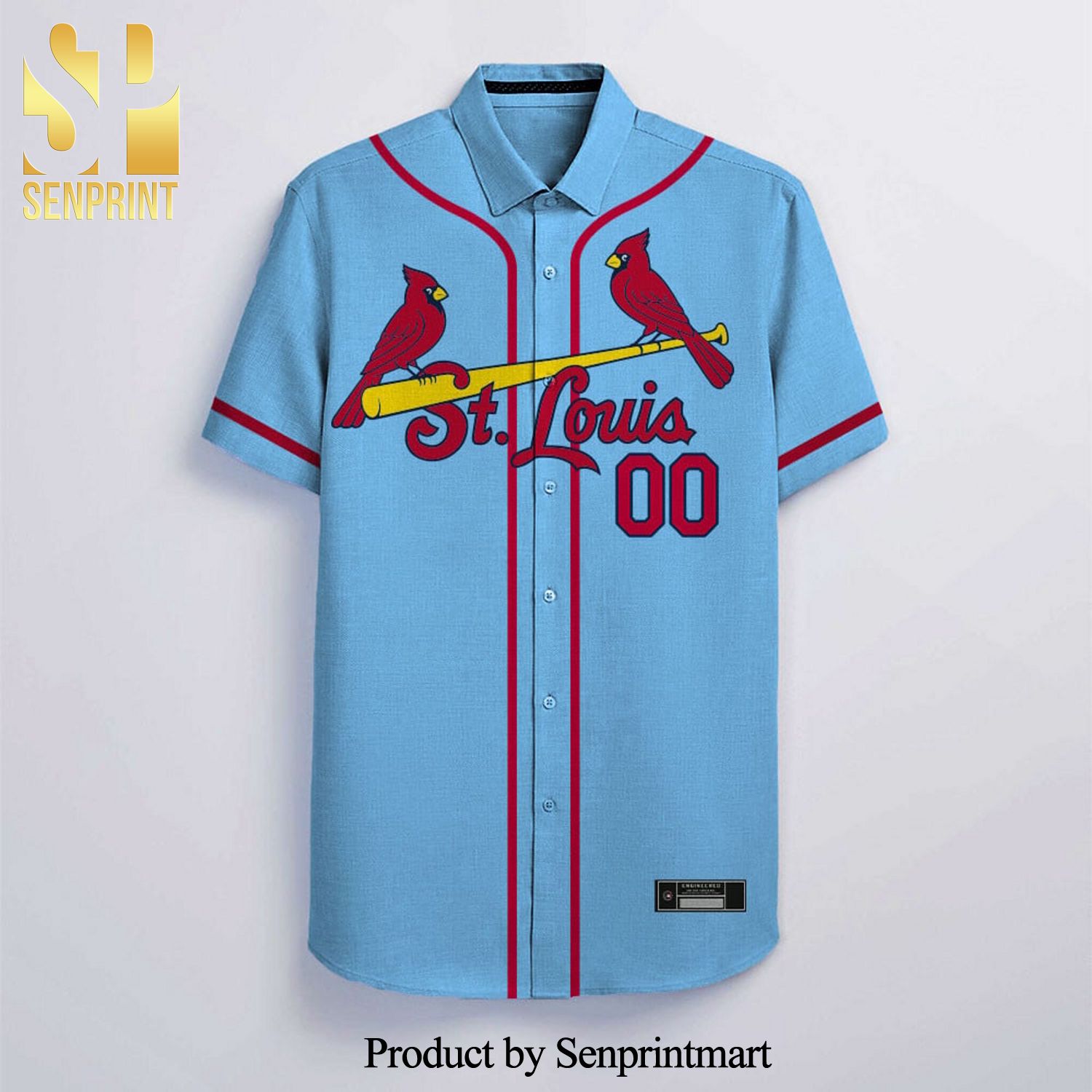 Personalized Name And Number St Louis Cardinals Baseball Full Printing Hawaiian  Shirt - Blue - Senprintmart Store