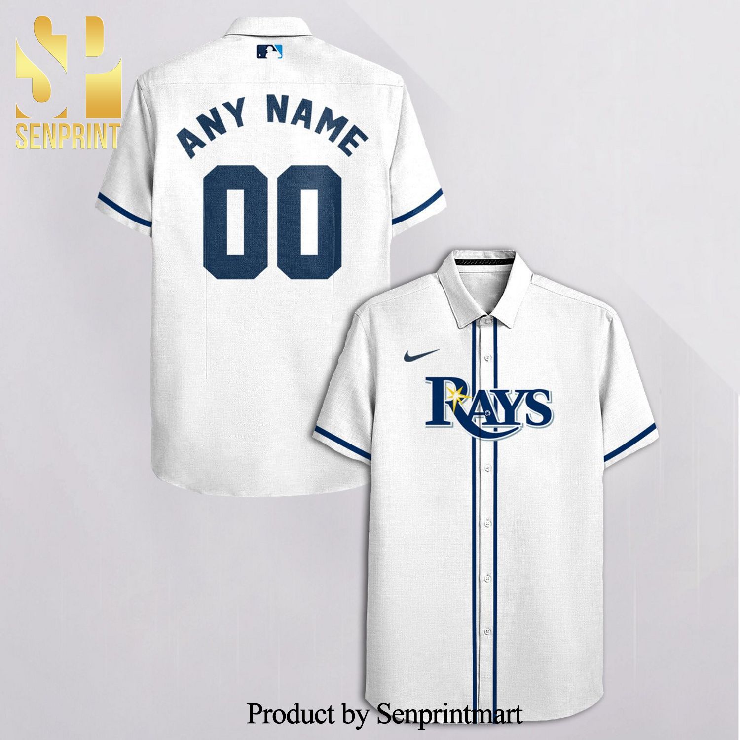 Personalized Tampa Bay Rays Baseball Full Printing 3D Hawaiian Shirt - Blue  - Senprintmart Store