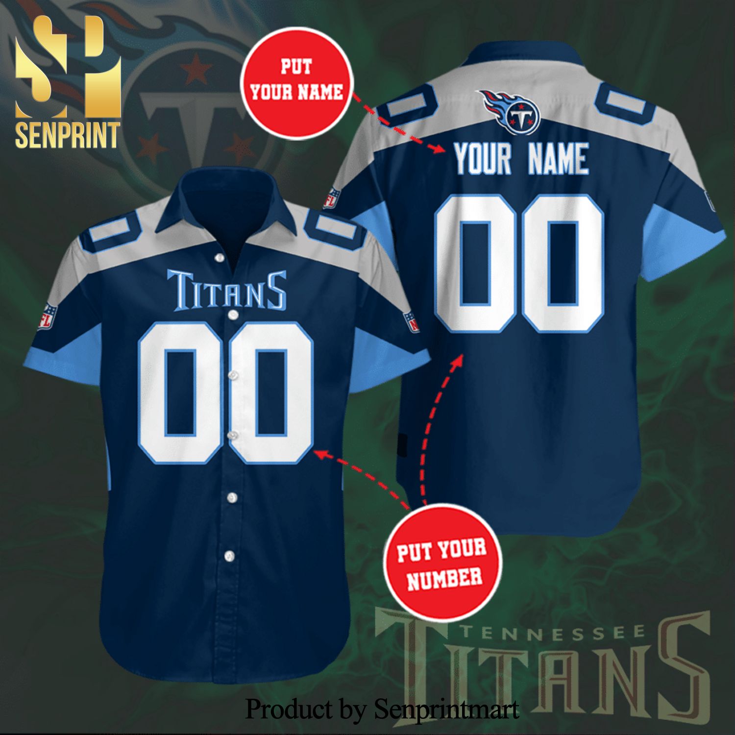 Personalized Tennessee Titans Football Full Printing Hawaiian Shirt – Blue