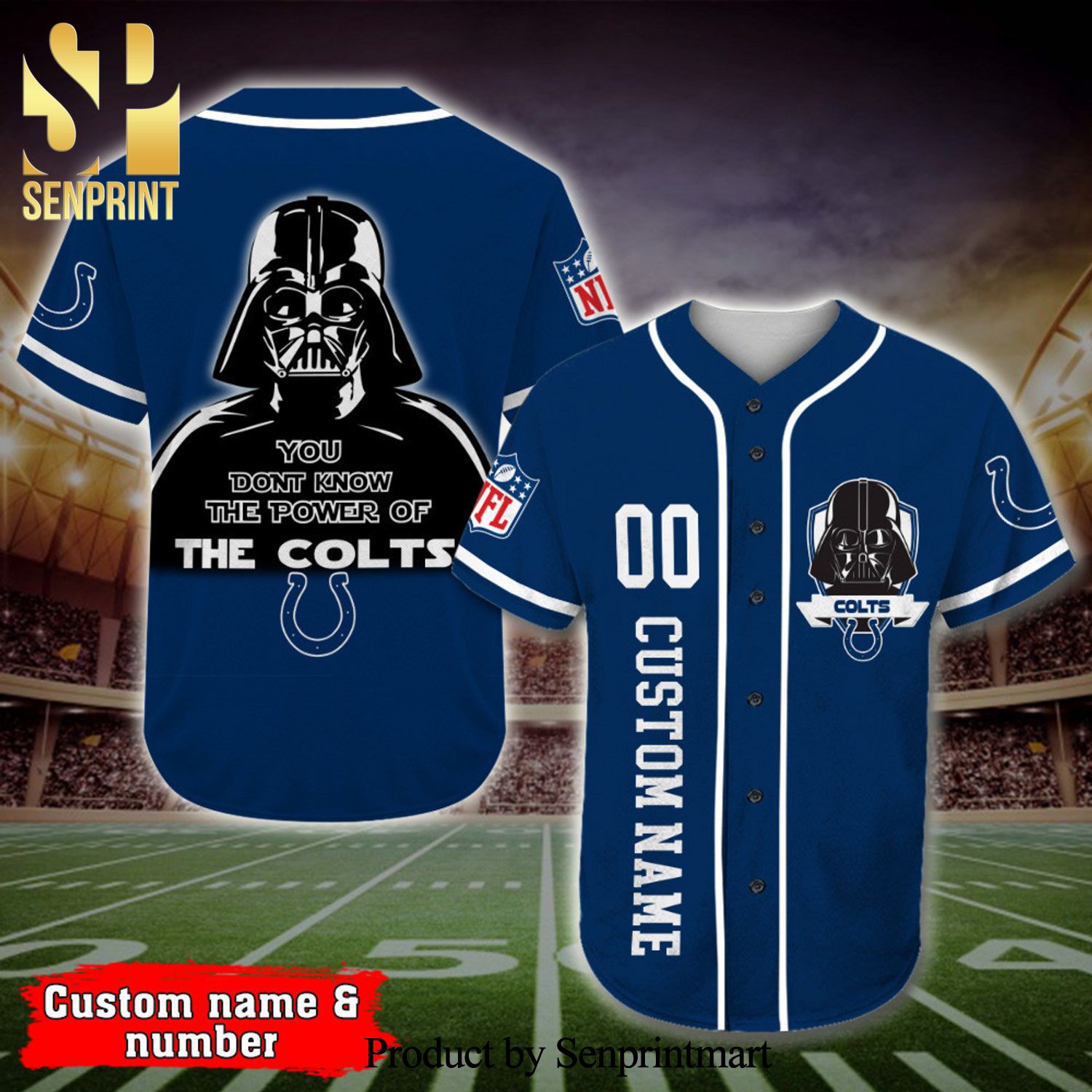 Personalized Indianapolis Colts Darth Vader Star Wars Full Printing Baseball Jersey