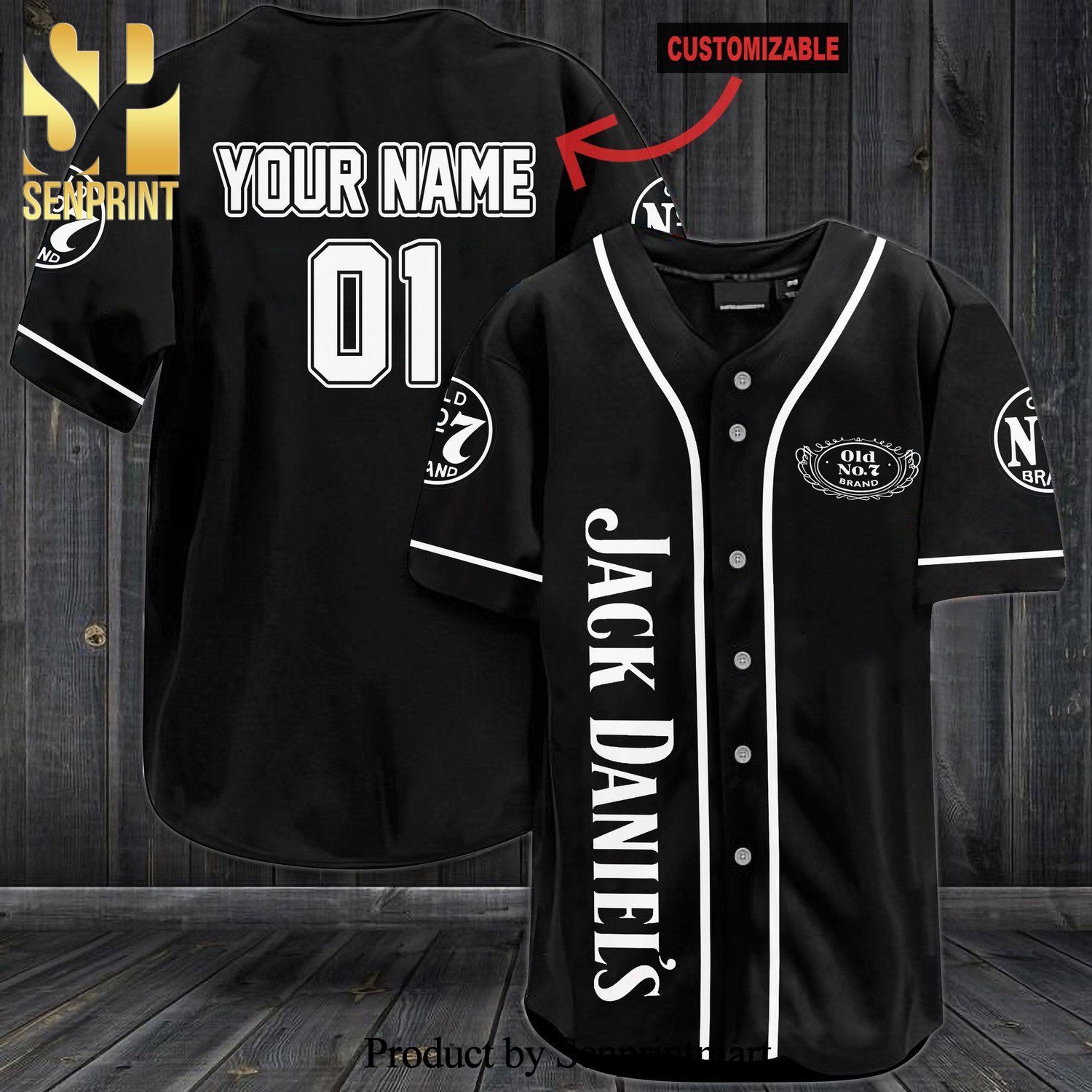 Personalized JD All Over Print Baseball Jersey – Black