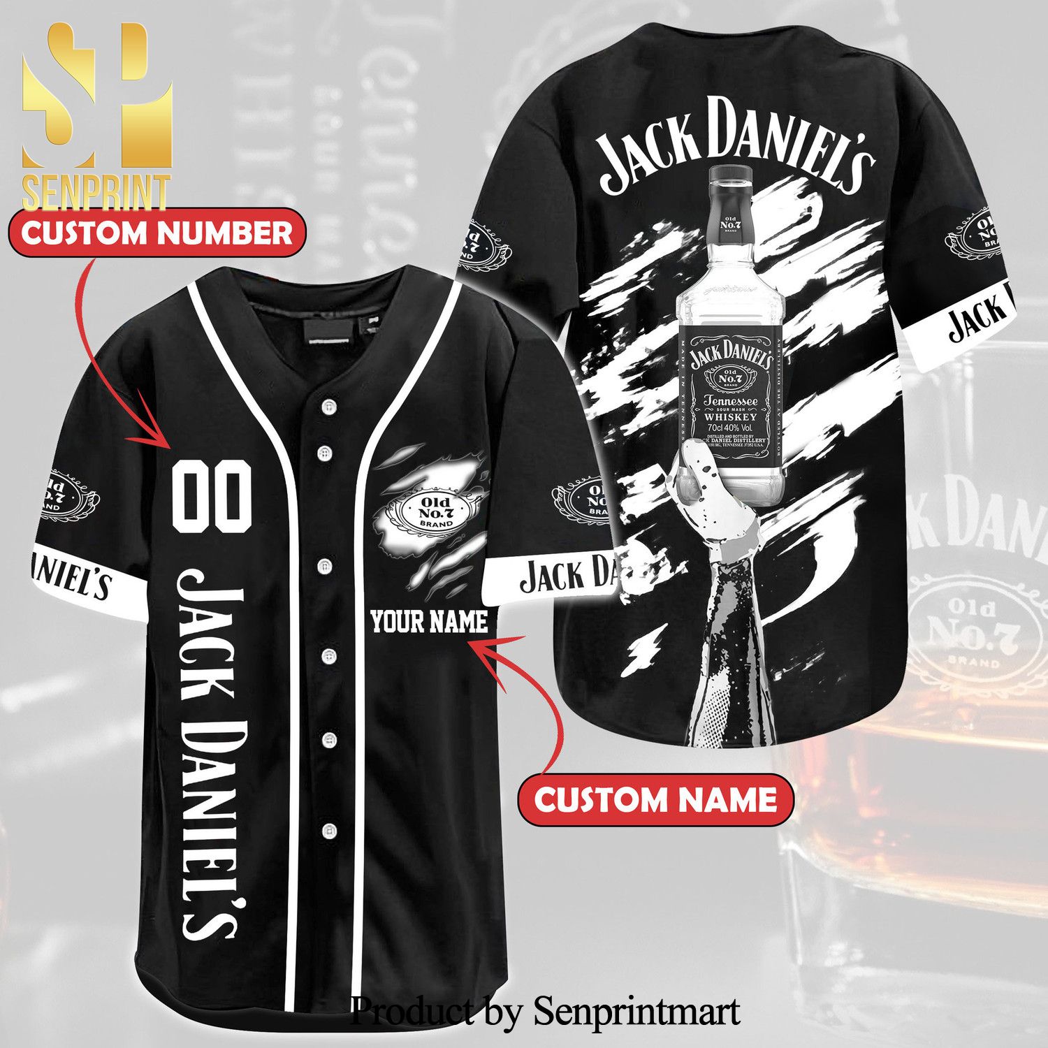 Personalized JD Old Time All Over Print Unisex Baseball Jersey – Black