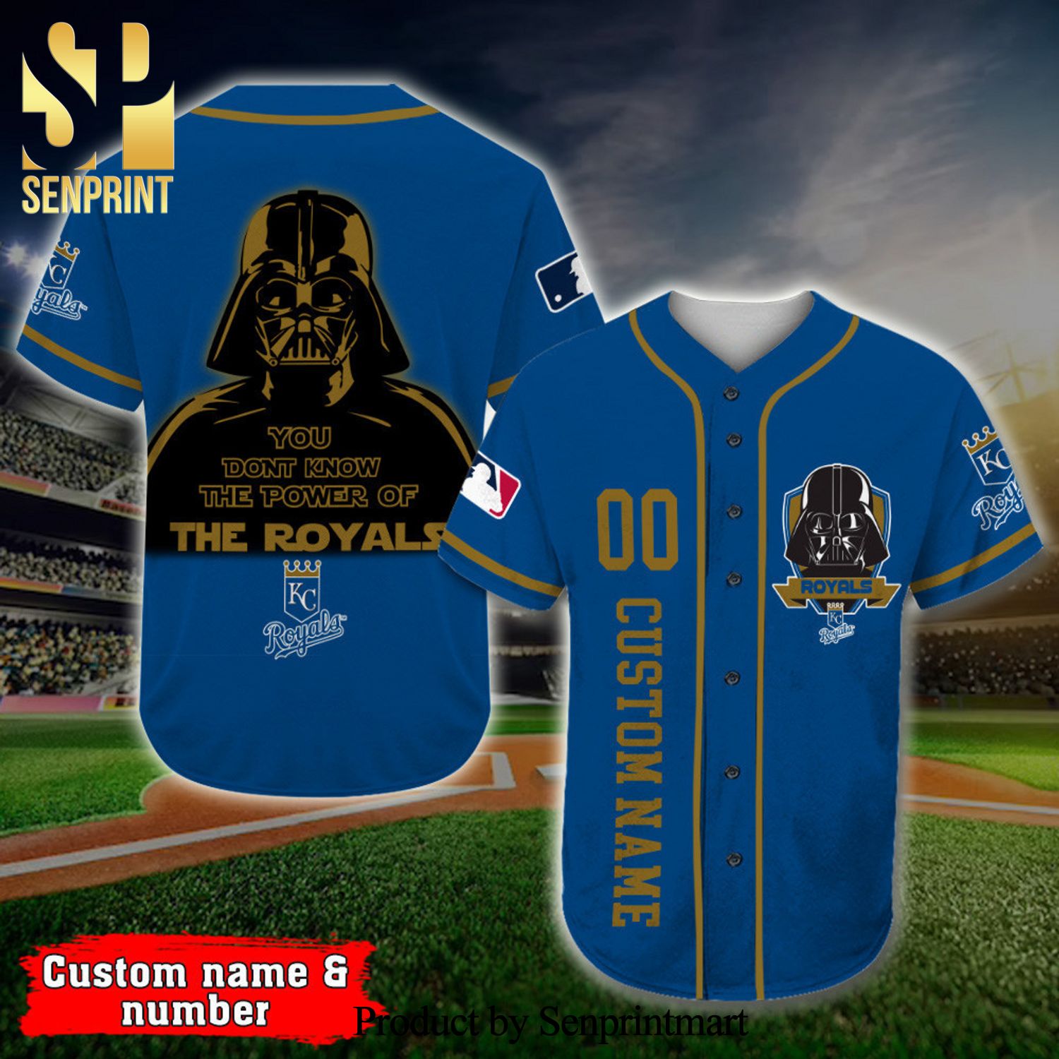 Personalized Kansas City Royals Darth Vader Star Wars Full Printing Baseball Jersey