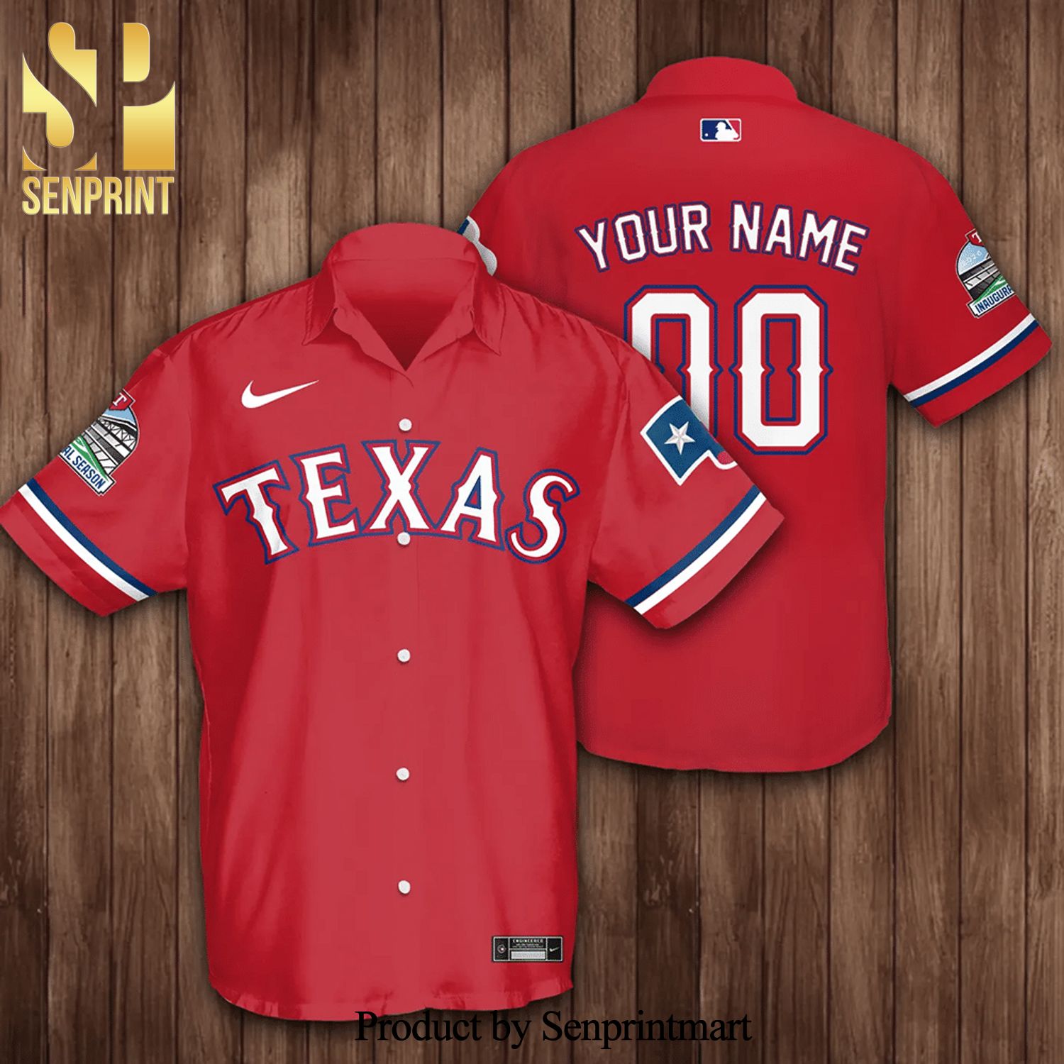 Personalized Texas Rangers Baseball Full Printing Hawaiian Shirt – Red