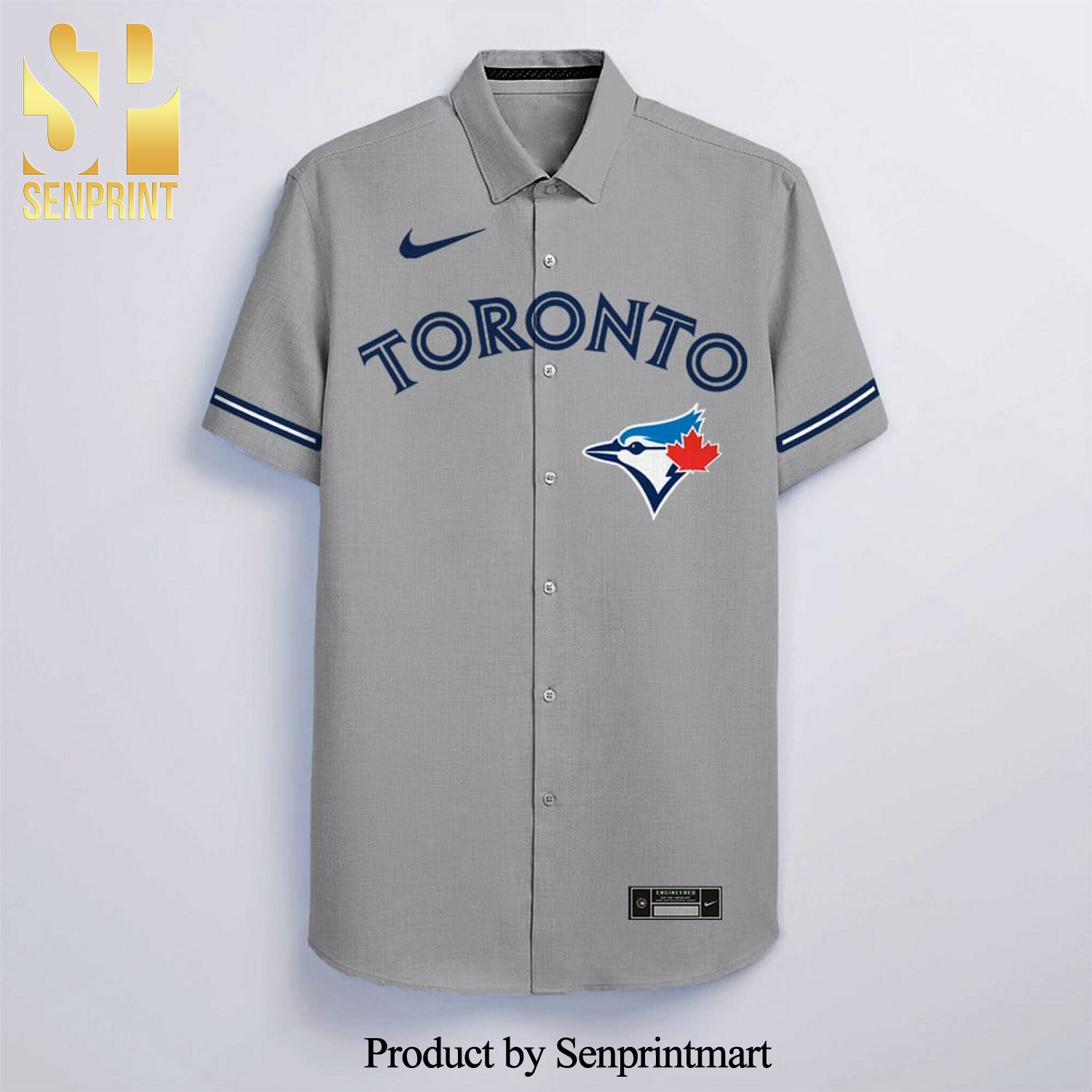 Personalized Toronto Blue Jays Full Printing Hawaiian Shirt – Gray