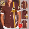 Personalized Washington Redskins Logo Full Printing Short Sleeve Dress Shirt Hawaiian Summer Aloha Beach Shirt – Yellow Brown
