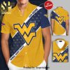 Personalized West Virginia Mountaineers Logo Full Printing Short Sleeve Dress Shirt Hawaiian Summer Aloha Beach Shirt – Navy Yellow
