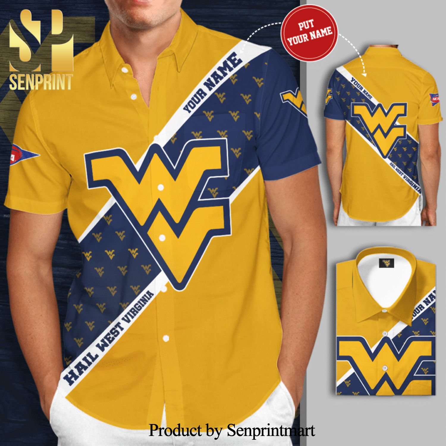 Personalized West Virginia Mountaineers Men’S Basketball Team Full Printing Hawaiian Shirt – Yellow