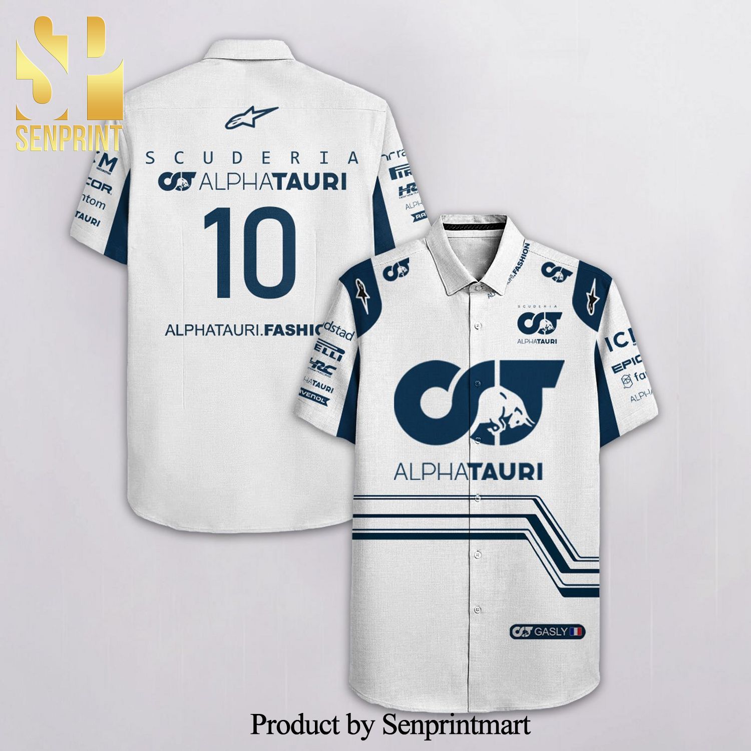 Pierre Gasly Scuderia Alphatauri F1 Racing Alpinestars Pirelli Hrc Full Printing Hawaiian Shirt – White