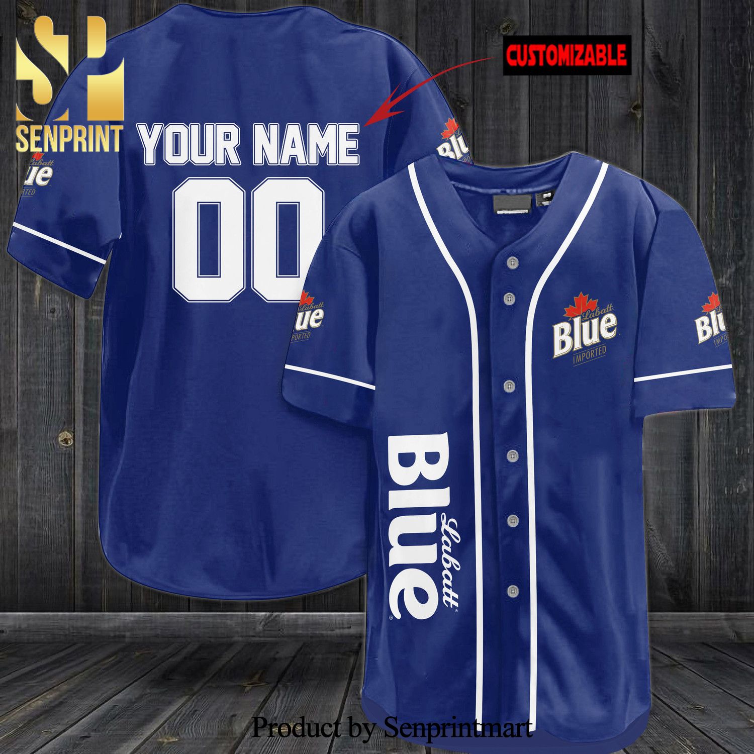 Personalized Labatt Blue All Over Print Unisex Baseball Jersey – Navy