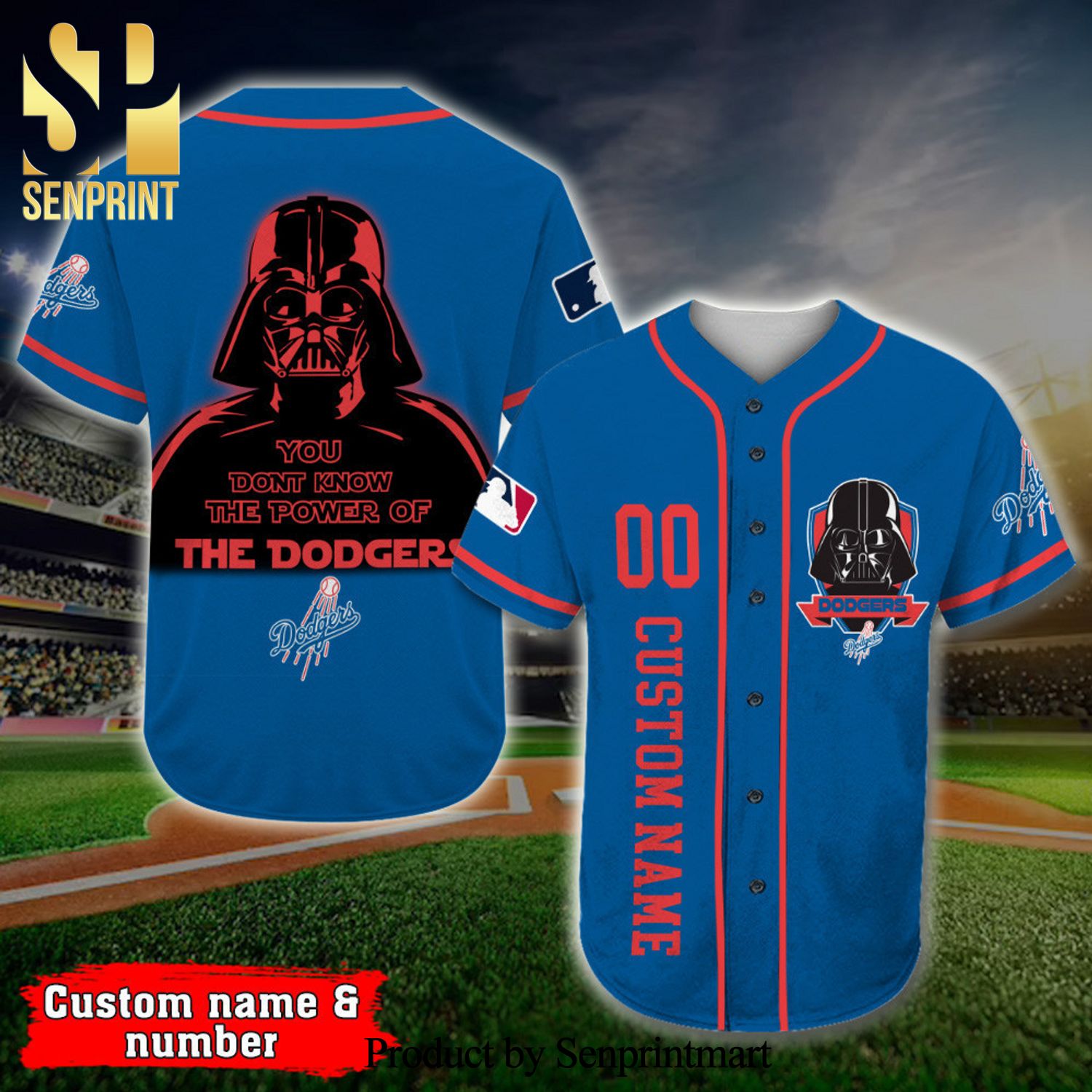Personalized Los Angeles Dodgers Darth Vader Star Wars Full Printing Baseball Jersey