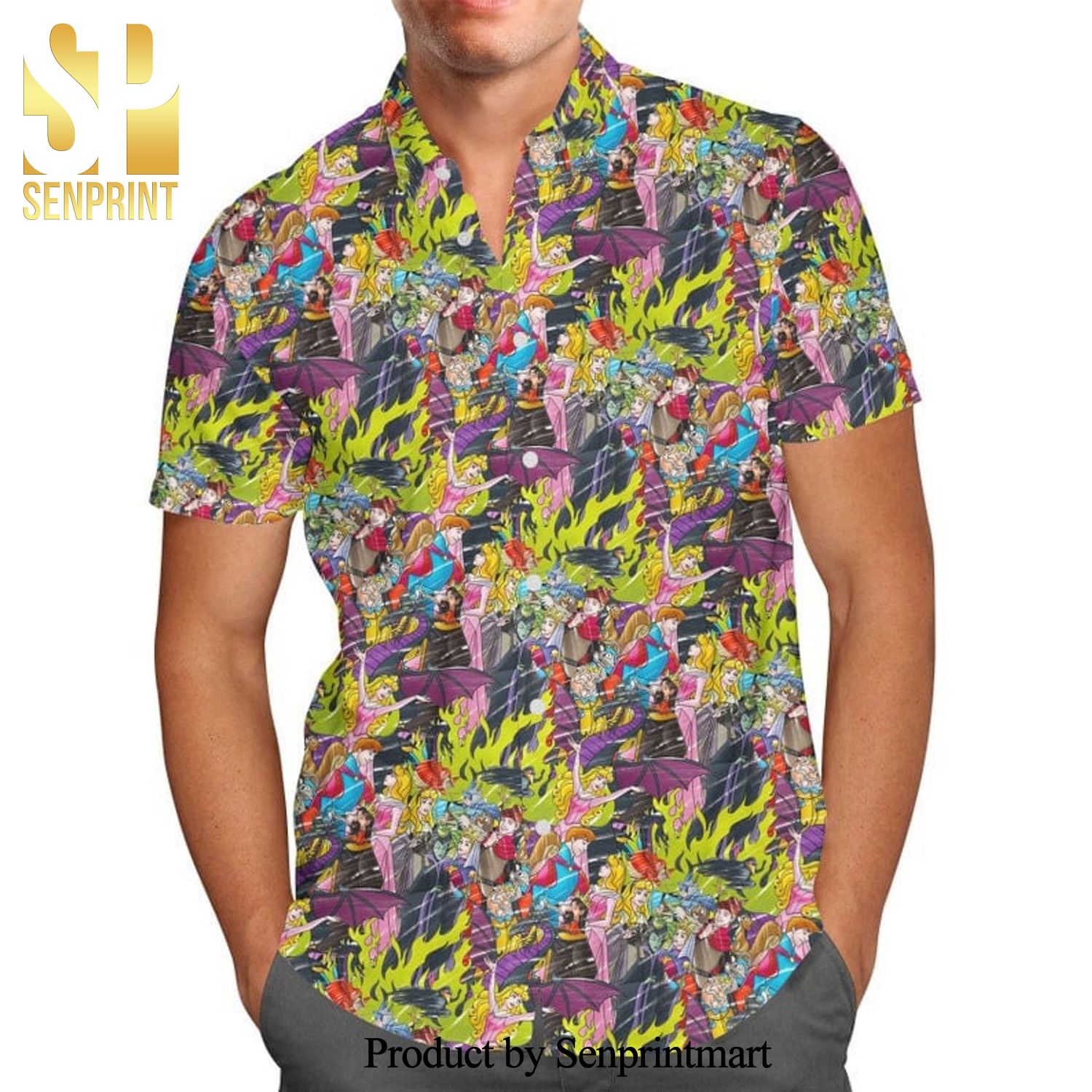 Sleeping Beauty Sketched Disney Cartoon Graphics Full Printing Hawaiian Shirt