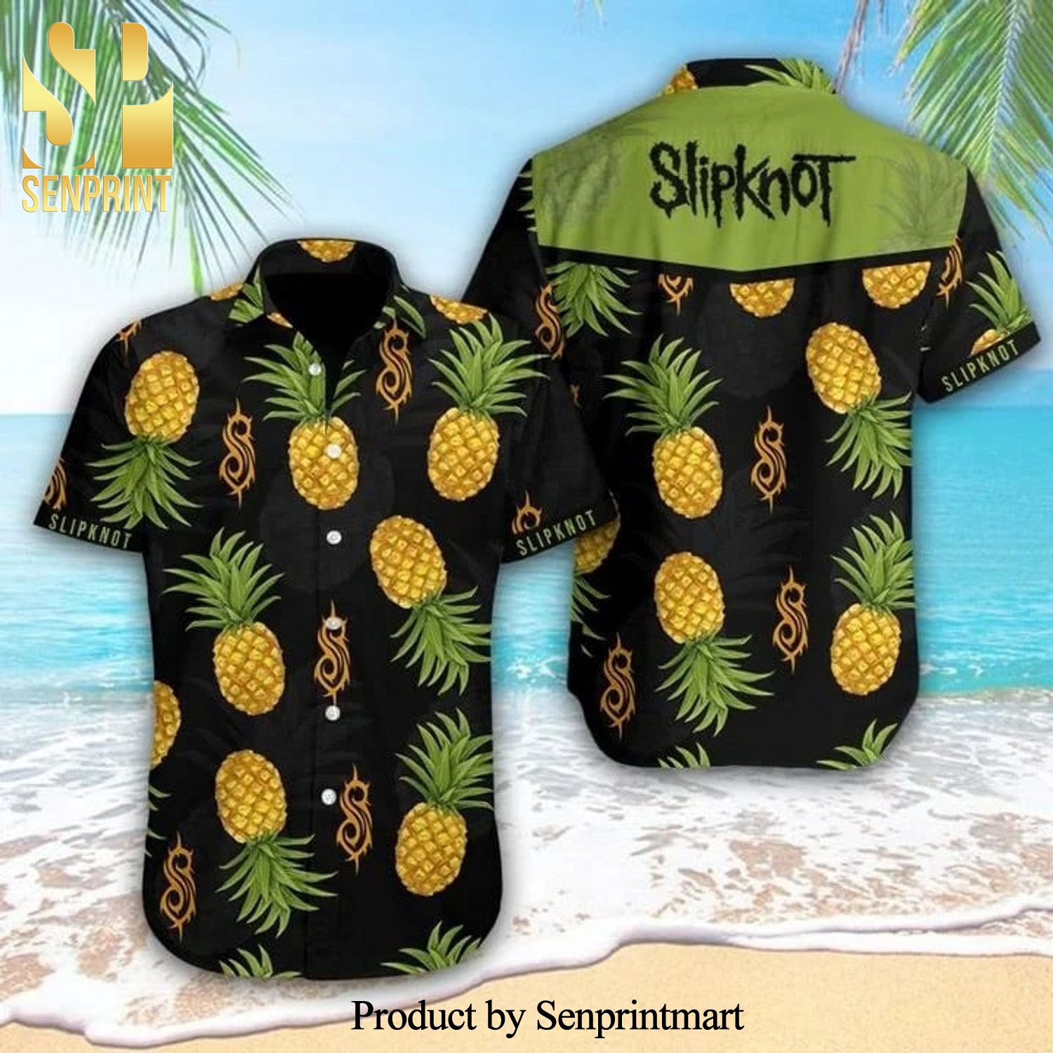 Slipknot Pineapple Full Printing Summer Short Sleeve Hawaiian Beach Shirt -  Black - Senprintmart Store