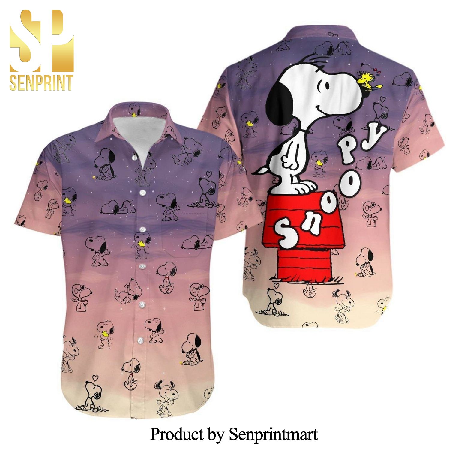 Snoopy Dog Ombre Starry Sky Full Printing Hawaiian Shirt