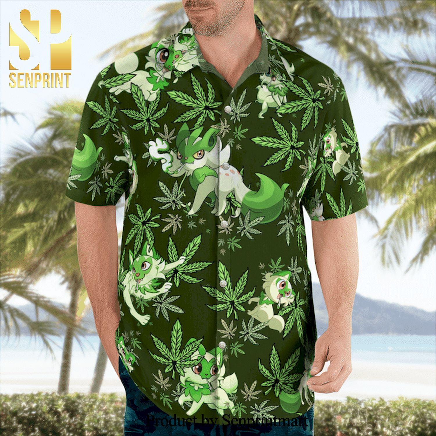 Sprigatito Evolution Weed Full Printing Hawaiian Shirt