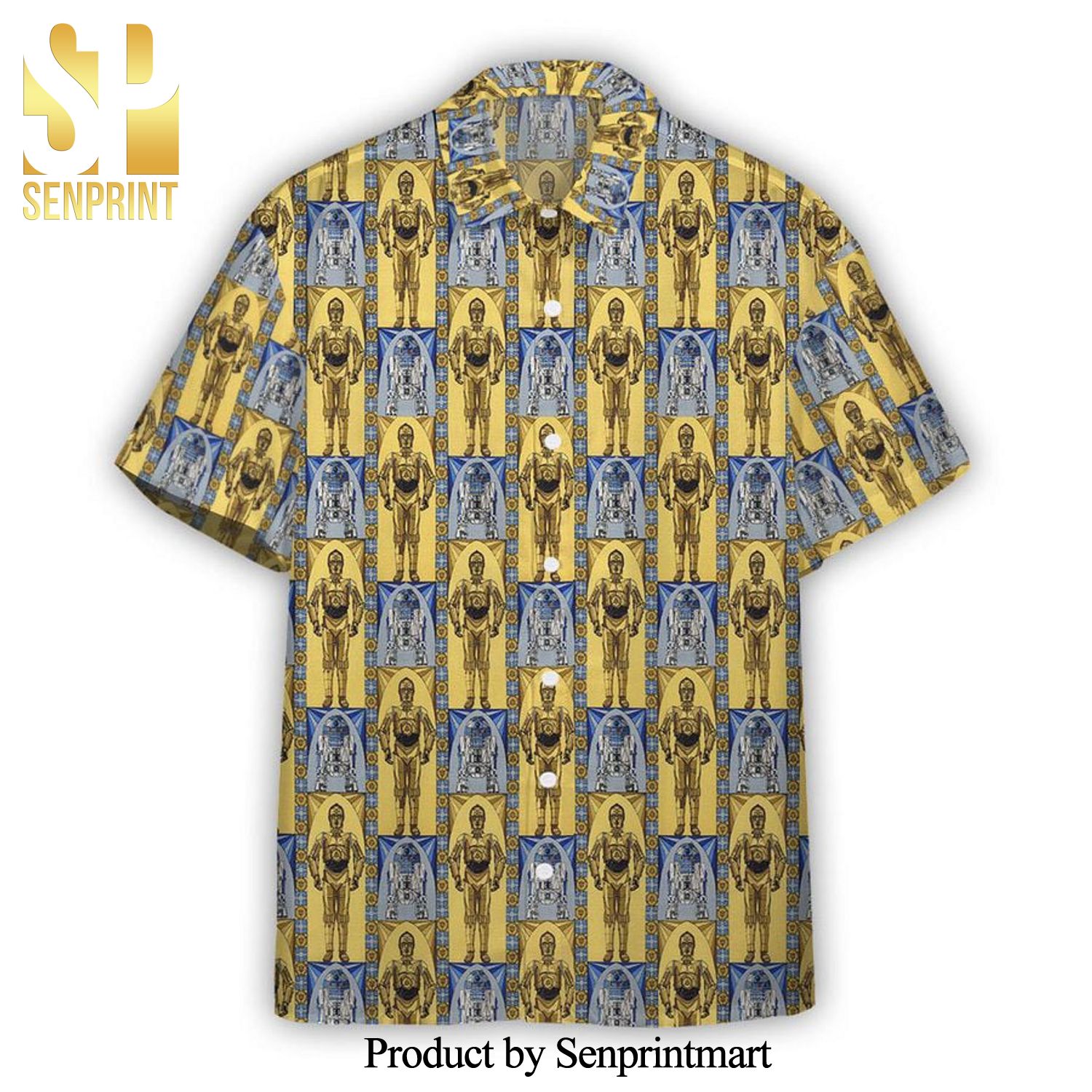 Star Wars C-3PO And R2-D2 Mosaic Full Printing Hawaiian Shirt