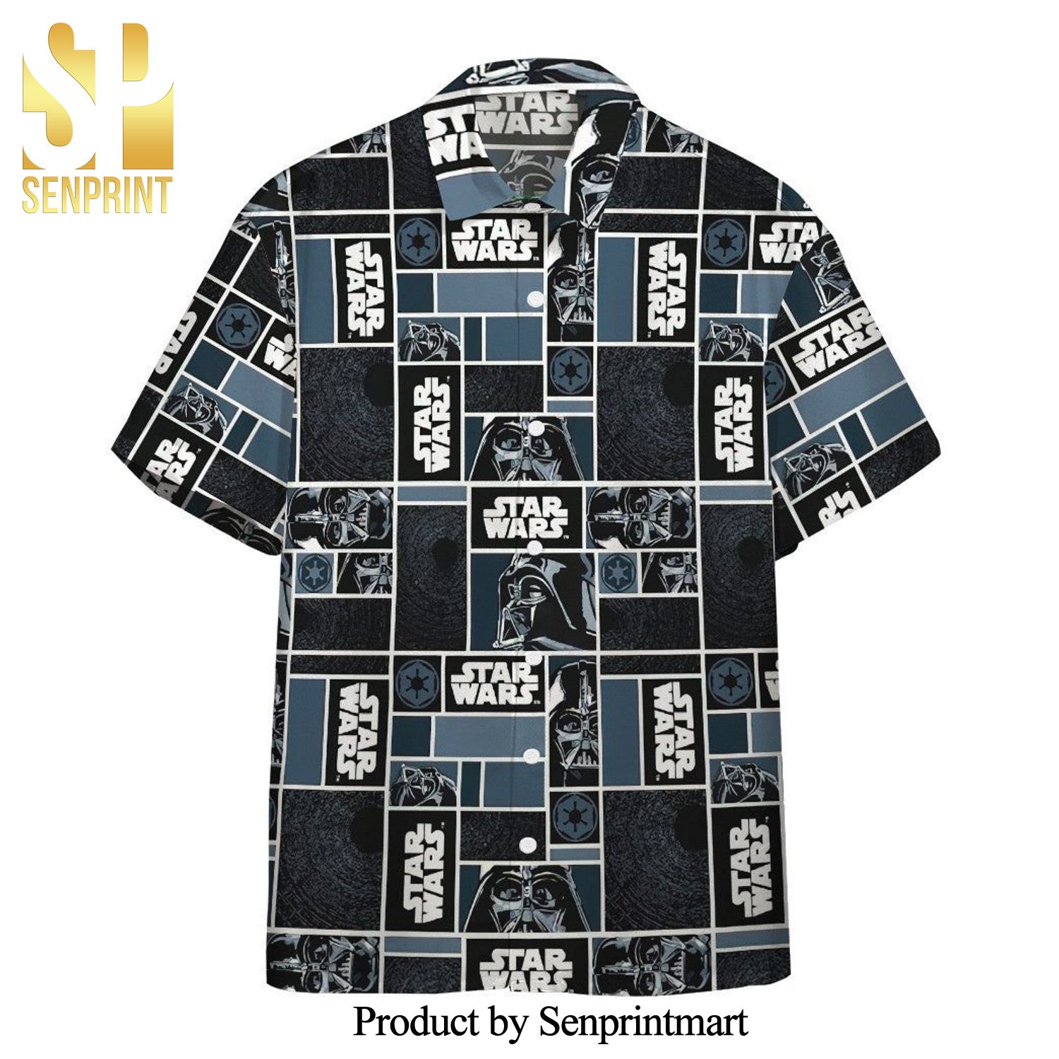 Star Wars Darth Vader Geometric Pattern Full Printing Hawaiian Shirt – Black