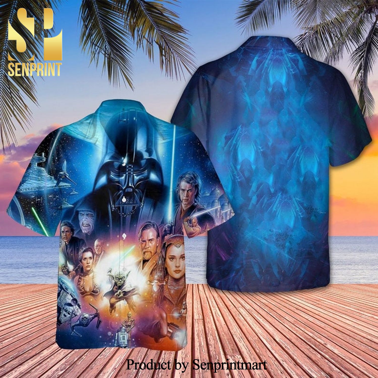 Star Wars Darth Vader Smoky Blue Full Printing Hawaiian Shirt