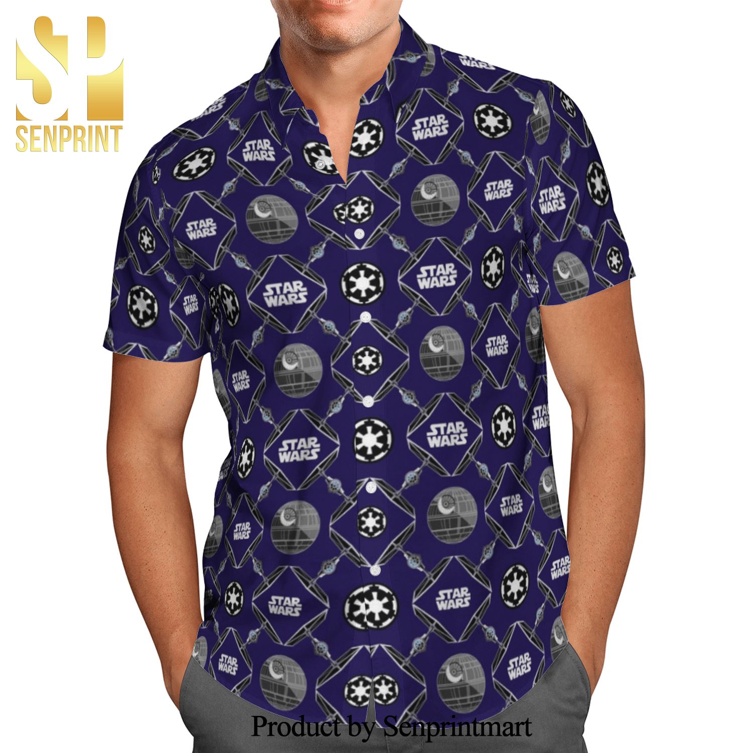 Star Wars Death Star Linking Full Printing Hawaiian Shirt – Navy