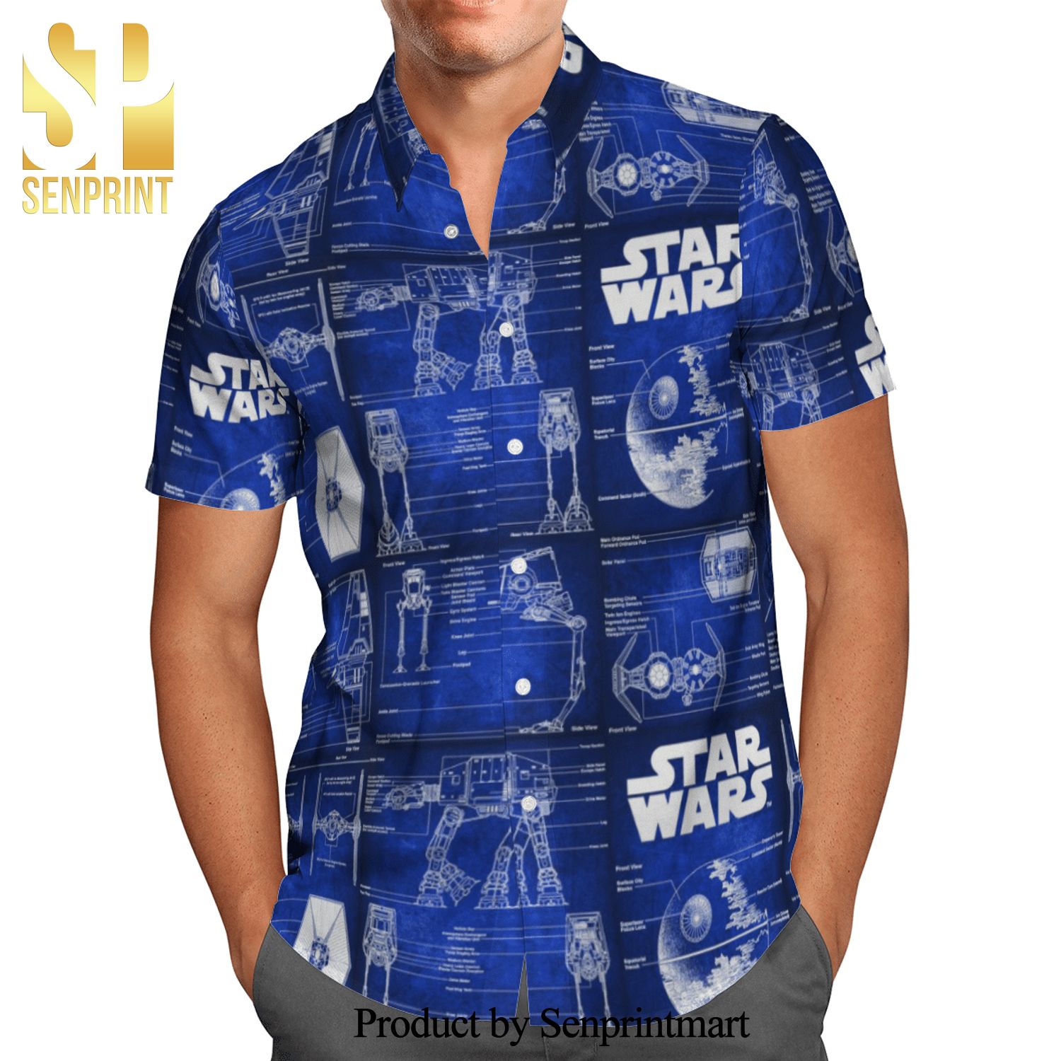 Star Wars Detailed Structure Of Spaceship Scan Full Printing Hawaiian Shirt – Blue