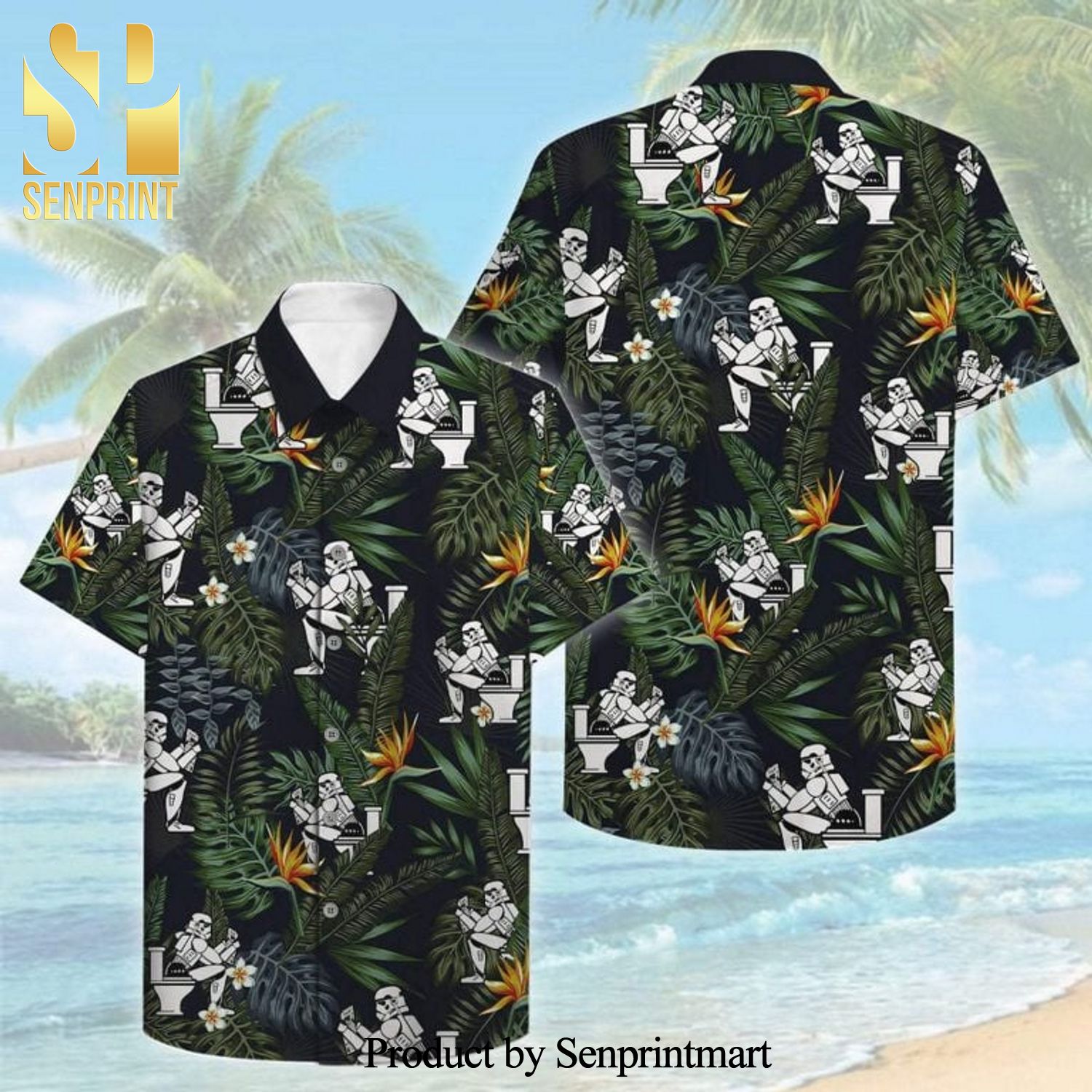 Star Wars Stormtrooper Toilet Tropical Forest Full Printing Hawaiian Shirt