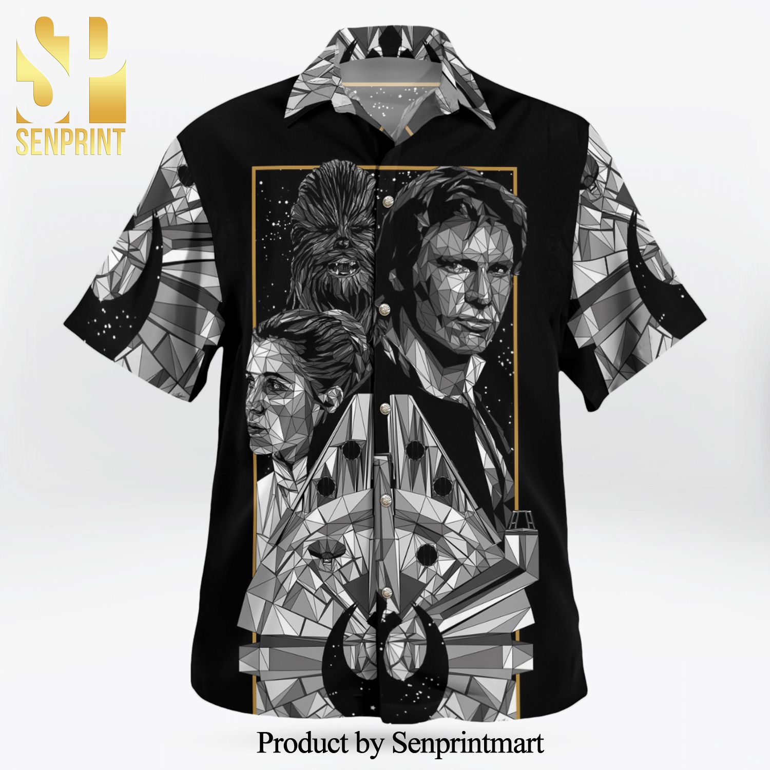 Star Wars The Force Awakens Mosaic Full Printing Hawaiian Shirt – Black