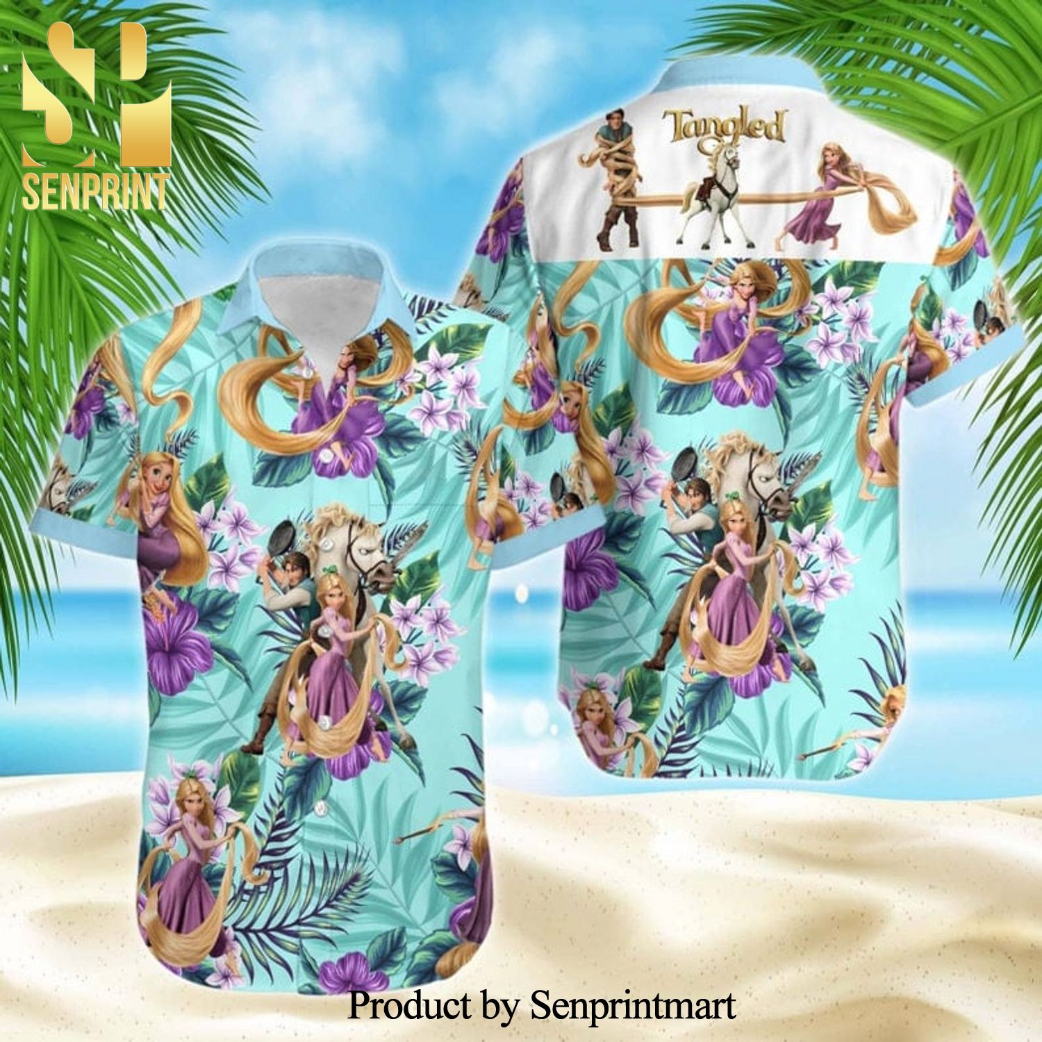 Tangled Rapunzel Princess Disney Floral Pattern Full Printing Hawaiian Shirt