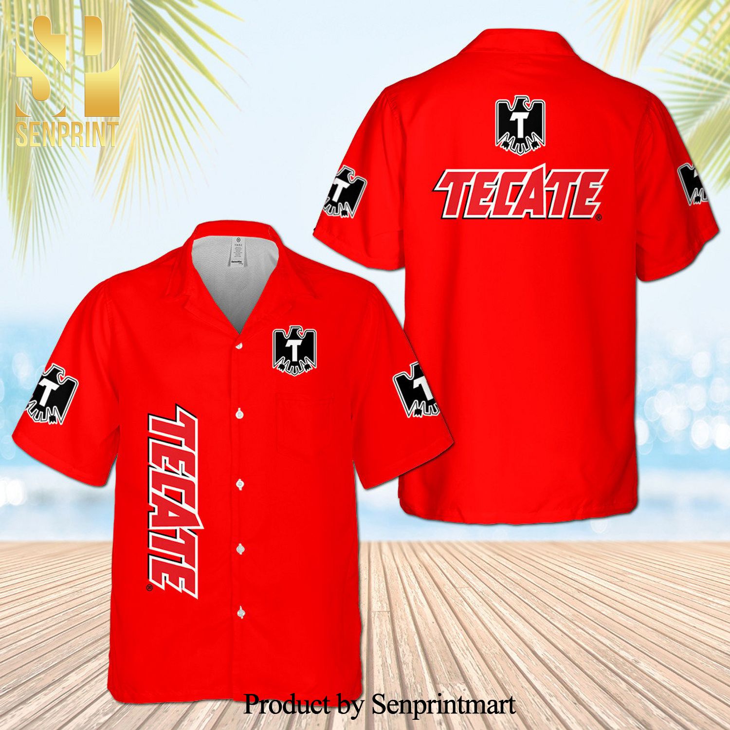 Tecate Full Printing Aloha Summer Beach Hawaiian Shirt – Red