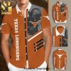 Texas Longhorns Full Printing Camo Short Sleeve Dress Shirt Hawaiian Summer Aloha Beach Shirt – Black