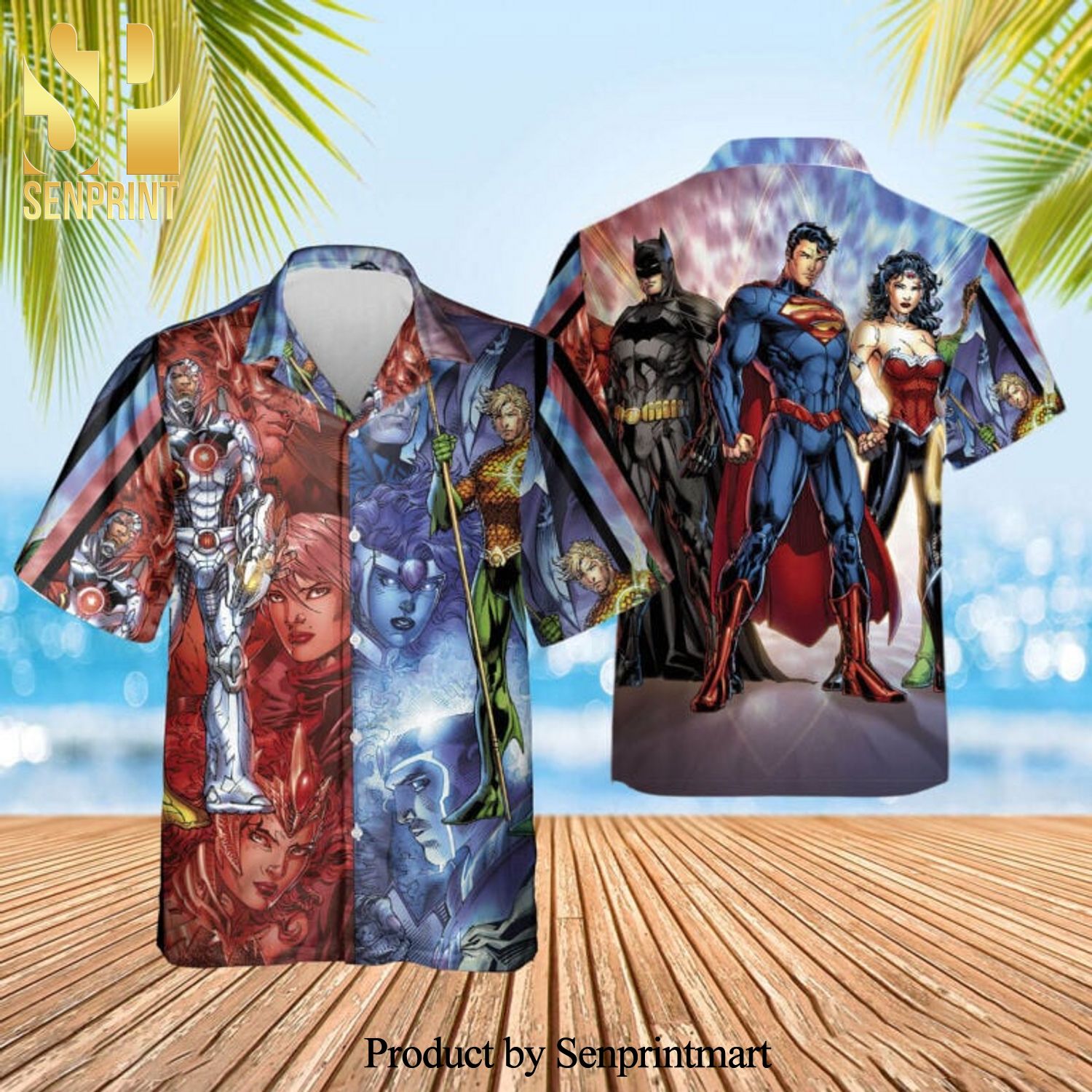 The New 52 Justice League DC Comics Full Printing Combo Hawaiian Shirt And Beach Shorts