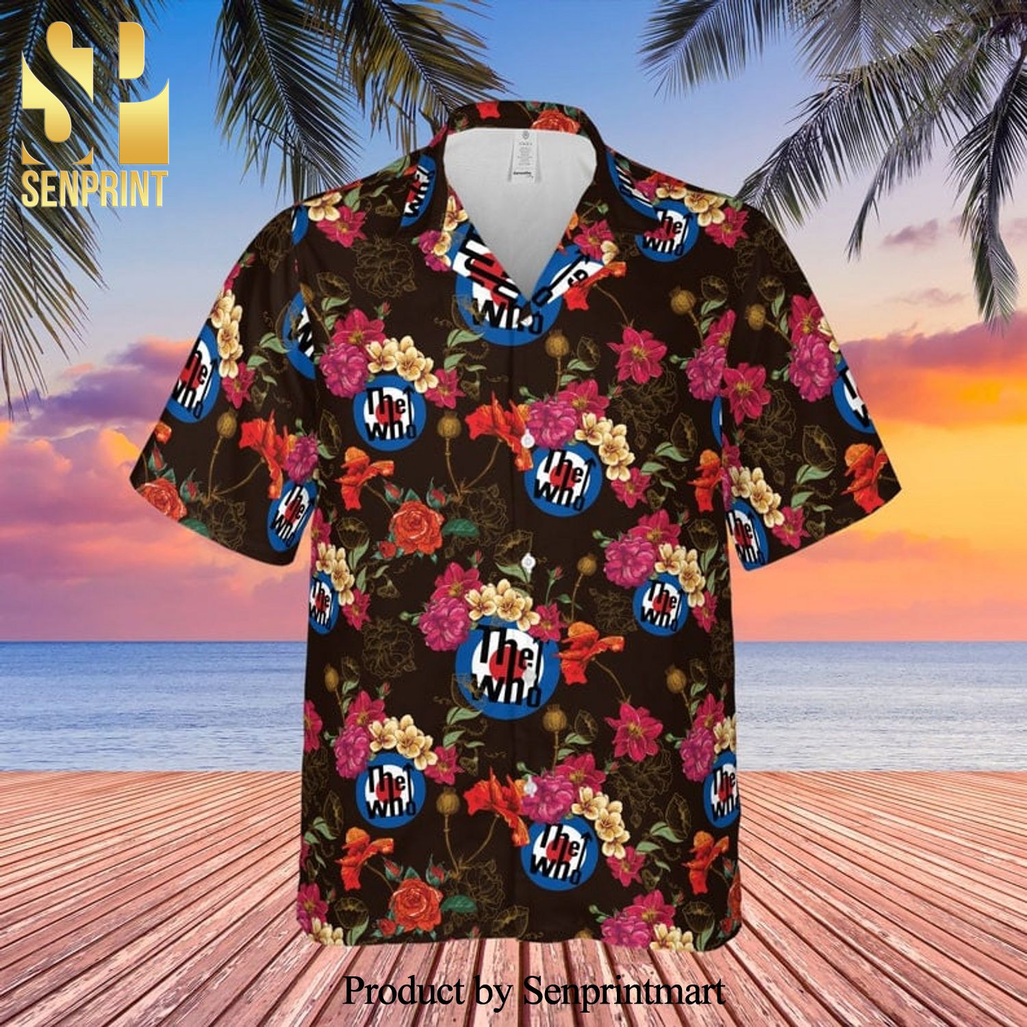 The Who Rock Band And Floral Pattern Full Printing Hawaiian Shirt
