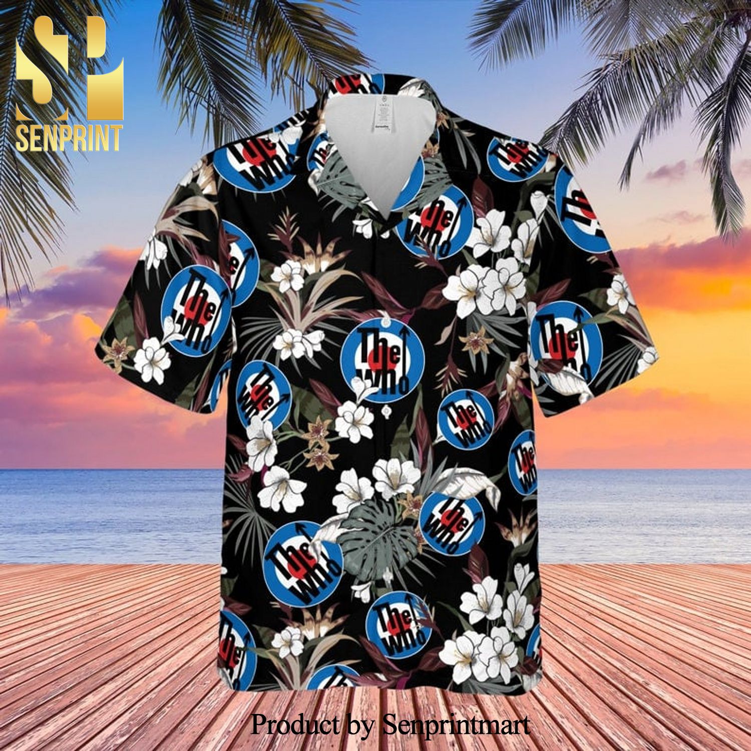 The Who Rock Band And Tropical Forest Full Printing Hawaiian Shirt – Black