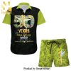 Tinker Bell Wreath Disney Cartoon Graphics Full Printing Combo Hawaiian Shirt And Beach Shorts – Light Green