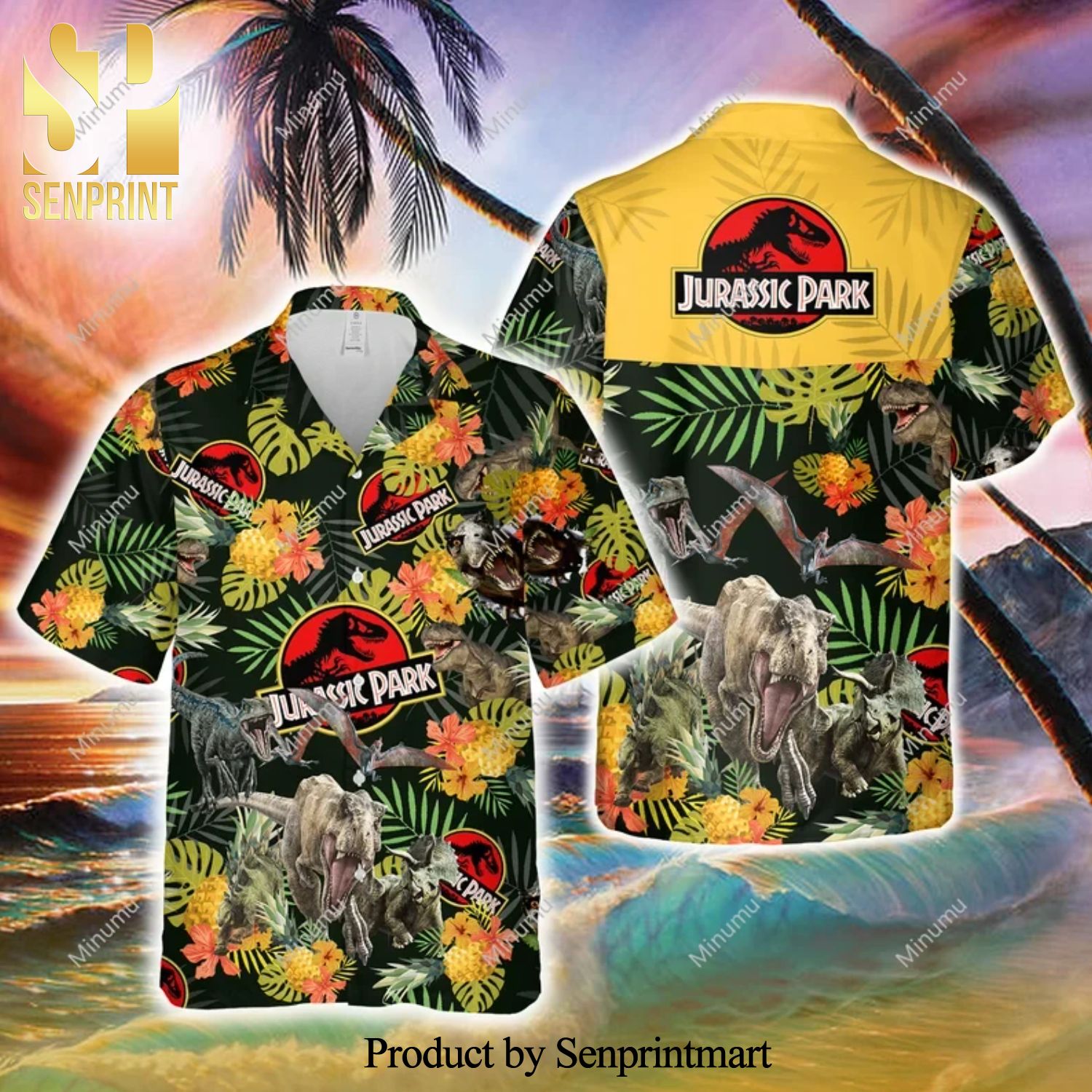 Tyrannosaurus Rex Jurassic Park World Aloha Full Printing Hawaiian Shirt