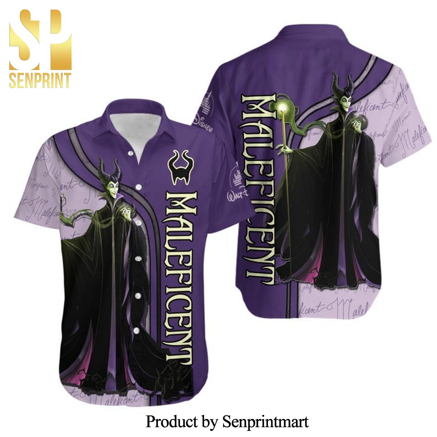 Villian Maleficent Purple Stripes Disney Sleeping Beauty Full Printing Hawaiian Shirt