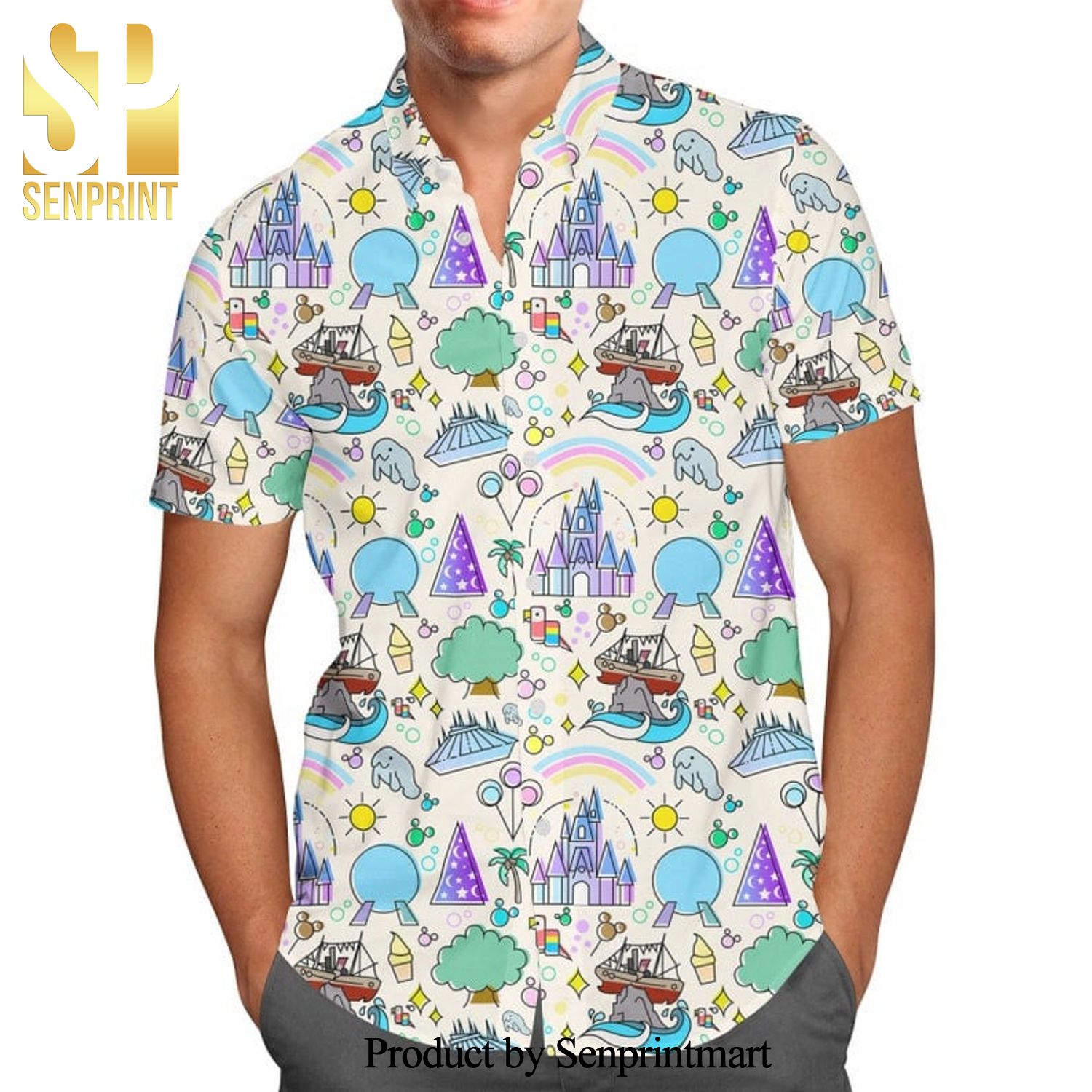 Walt Disney World Park Inspired Icons Full Printing Hawaiian Shirt