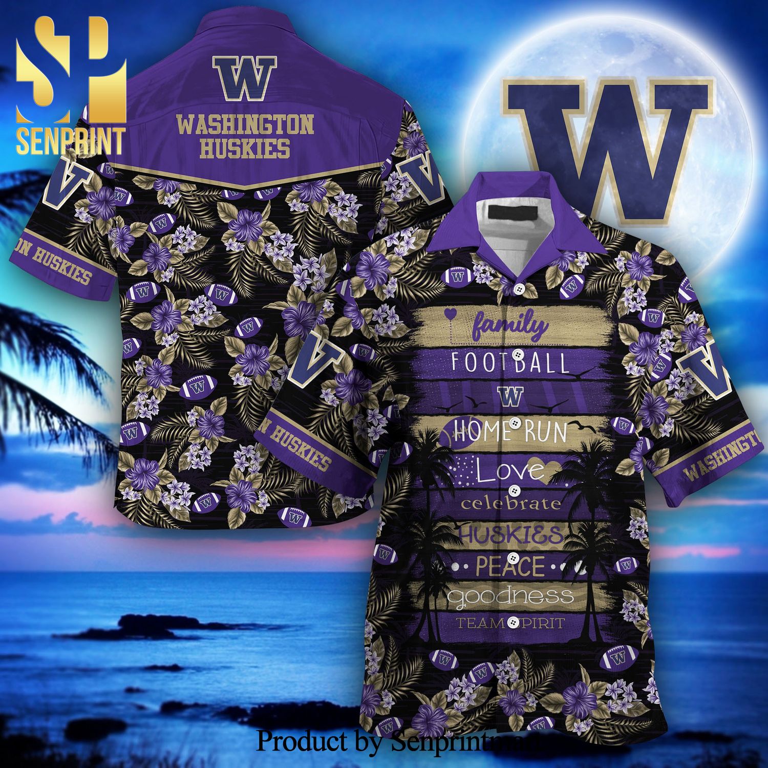 Washington Huskies Full Printing Hawaiian Shirt New Gift For Summer