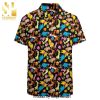 Winnie Pooh 50th Anniversary Glitter Disney Castle Full Printing Combo Hawaiian Shirt And Beach Shorts – Black Yellow