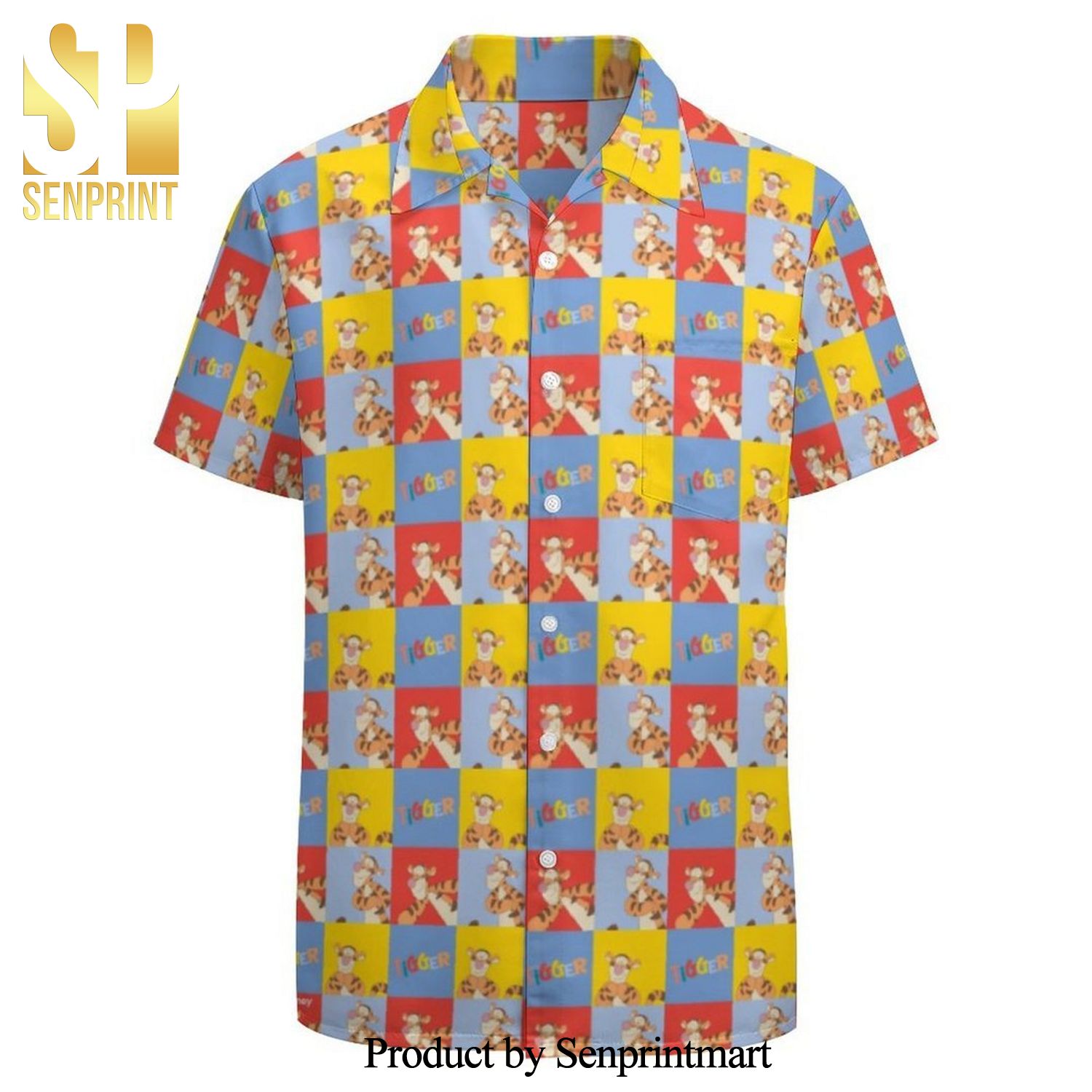 Winnie The Pooh Bright Mosaic Pattern Disney Full Printing Hawaiian Shirt