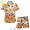 Winnie The Pooh Head Hibiscus Disney Cartoon Graphics Full Printing Combo Hawaiian Shirt And Beach Shorts – White