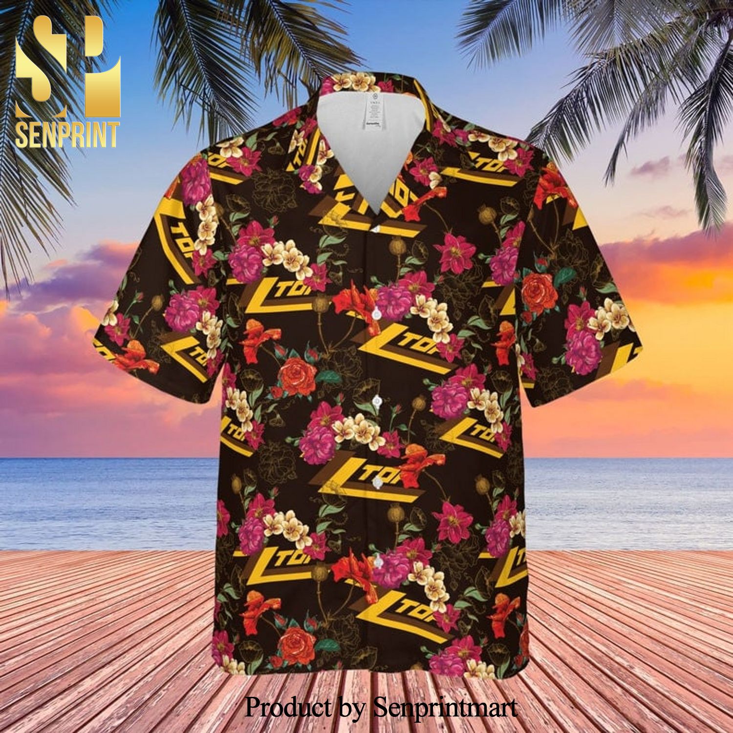ZZ Top Rock Band And Floral Pattern Full Printing Hawaiian Shirt