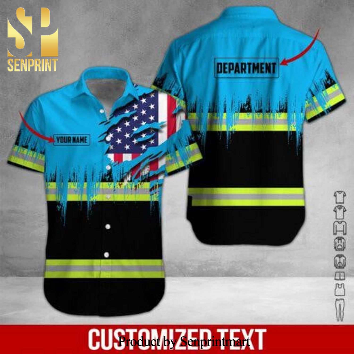 American Flag Heavy Equipment Workwear Custom Name Hypebeast Fashion Hawaiian Shirt