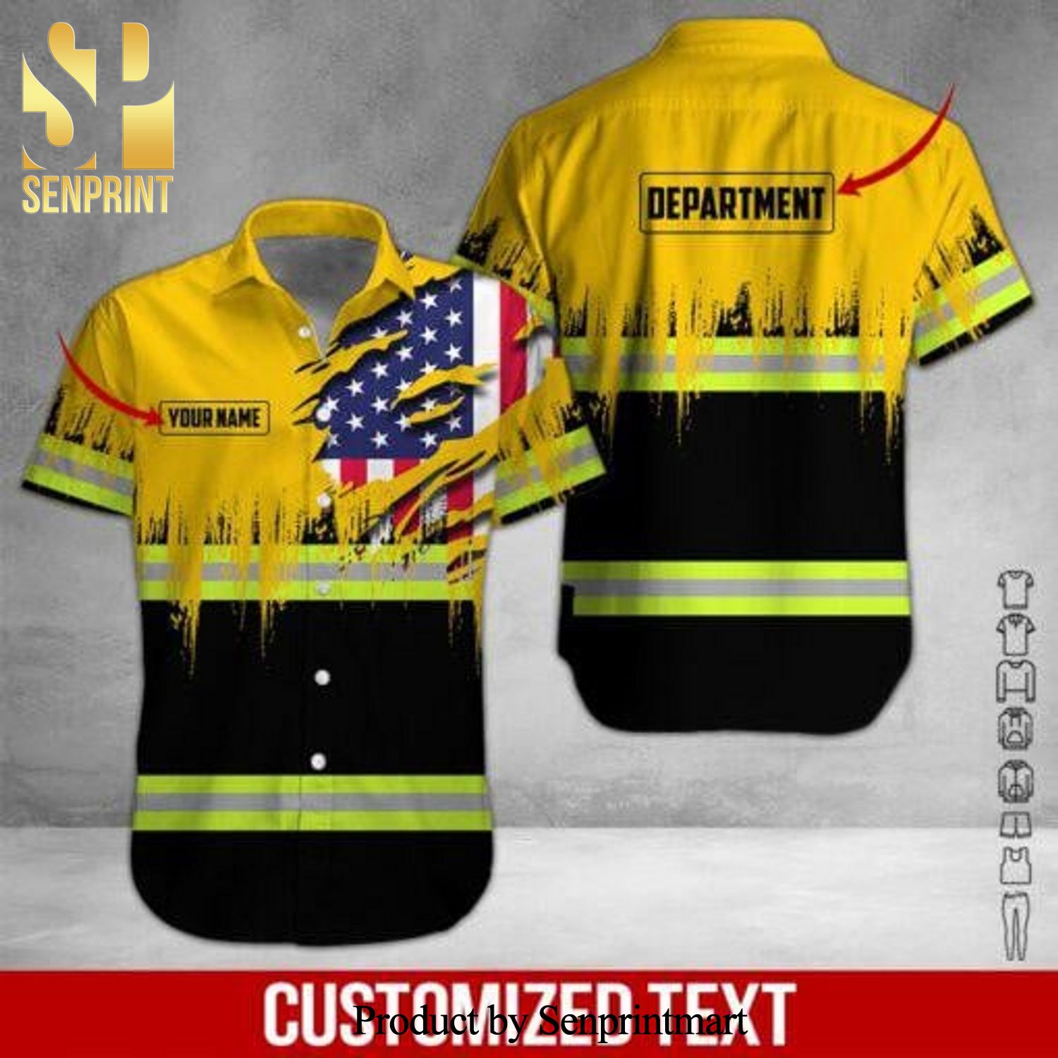 American Flag Heavy Equipment Workwear Custom Name New Style Full Print Hawaiian Shirt